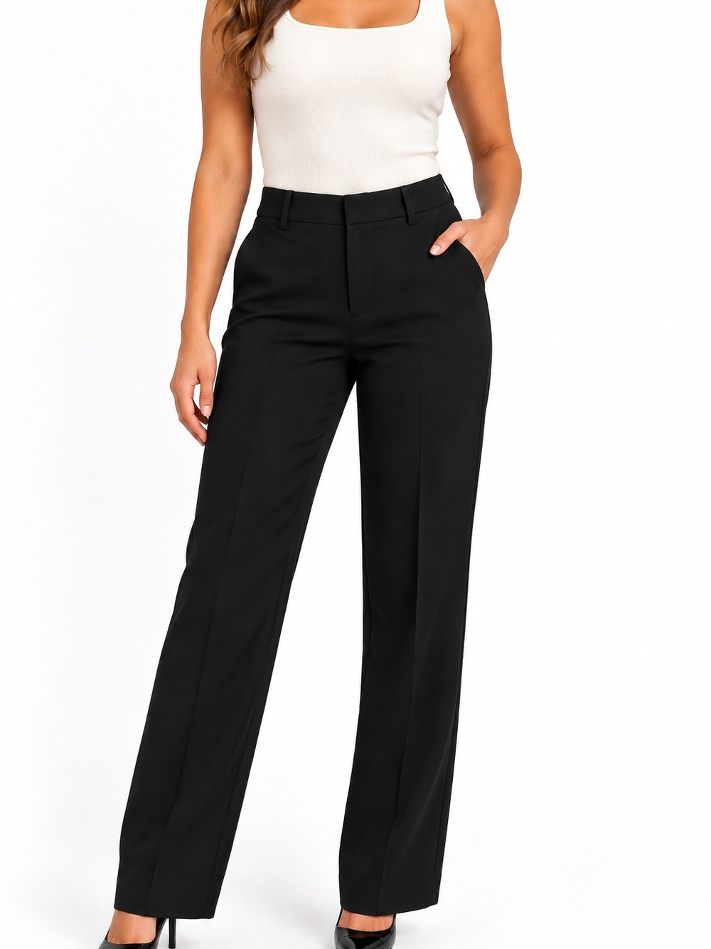 Vince Black Straight-Leg Dress Pants